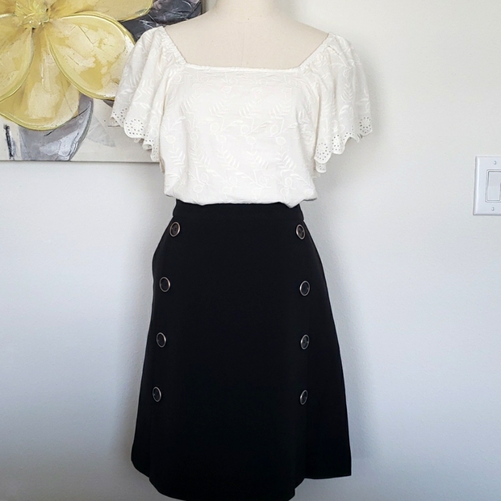 CATHERINE MALANDRINO Black A-Line Mini Skirt with Pockets--NWT--12 - Picture 4 of 14